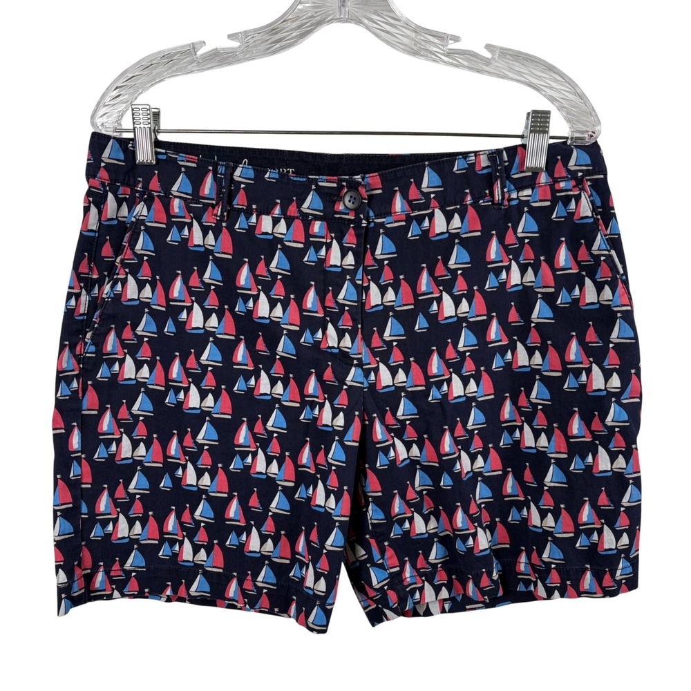 Talbots Shorts Women's 10 Blue Pink Sailboats Nautical Coastal Preppy Nantucket